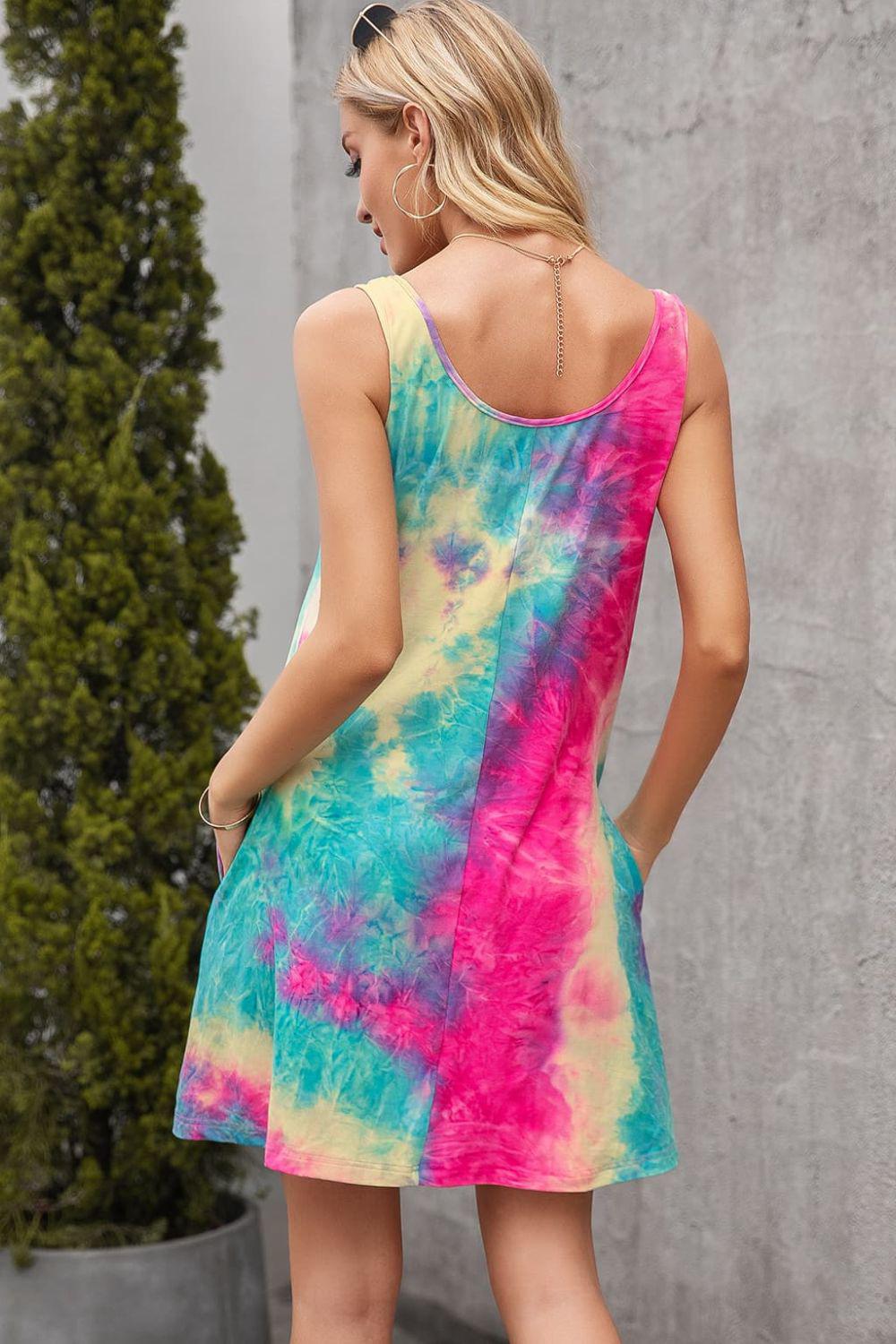 Tie-Dye Sleeveless Dress with Pockets BLUE ZONE PLANET