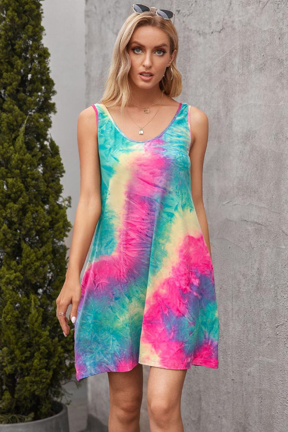 Tie-Dye Sleeveless Dress with Pockets BLUE ZONE PLANET