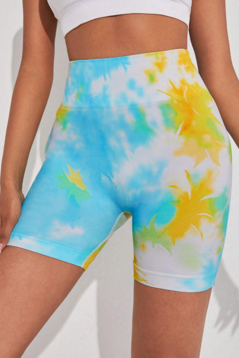 Tie-Dye Wide Waistband Sports Shorts BLUE ZONE PLANET