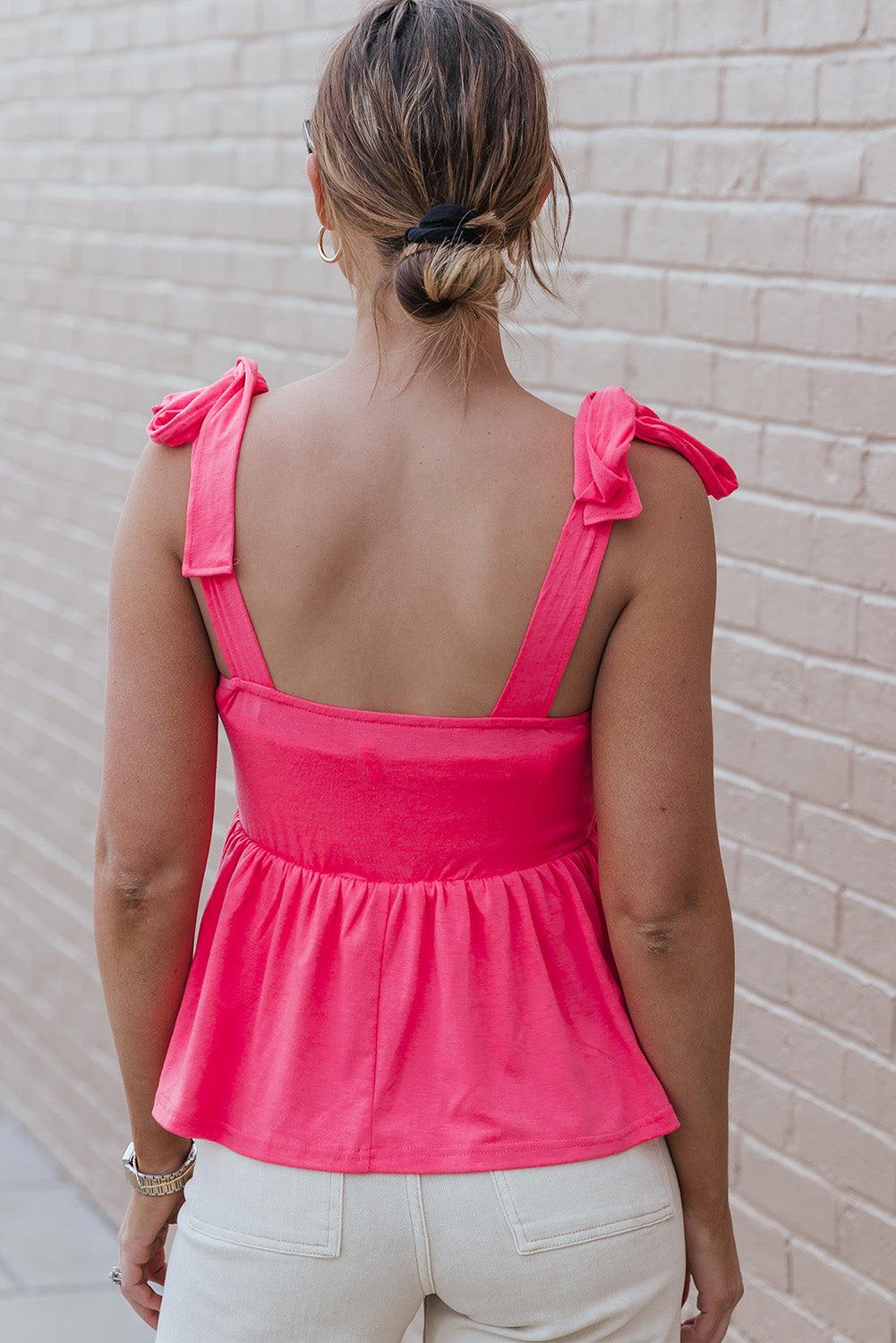 Tie Shoulder Babydoll Tank BLUE ZONE PLANET