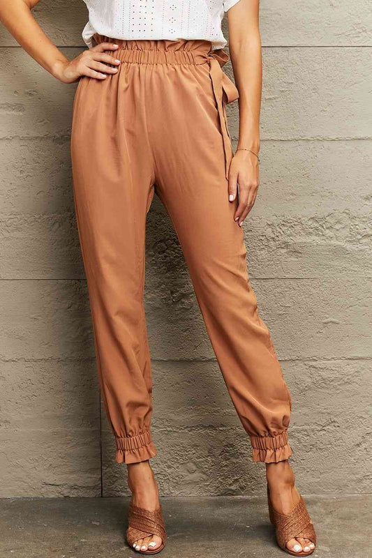 Tie Waist Cropped Pants BLUE ZONE PLANET