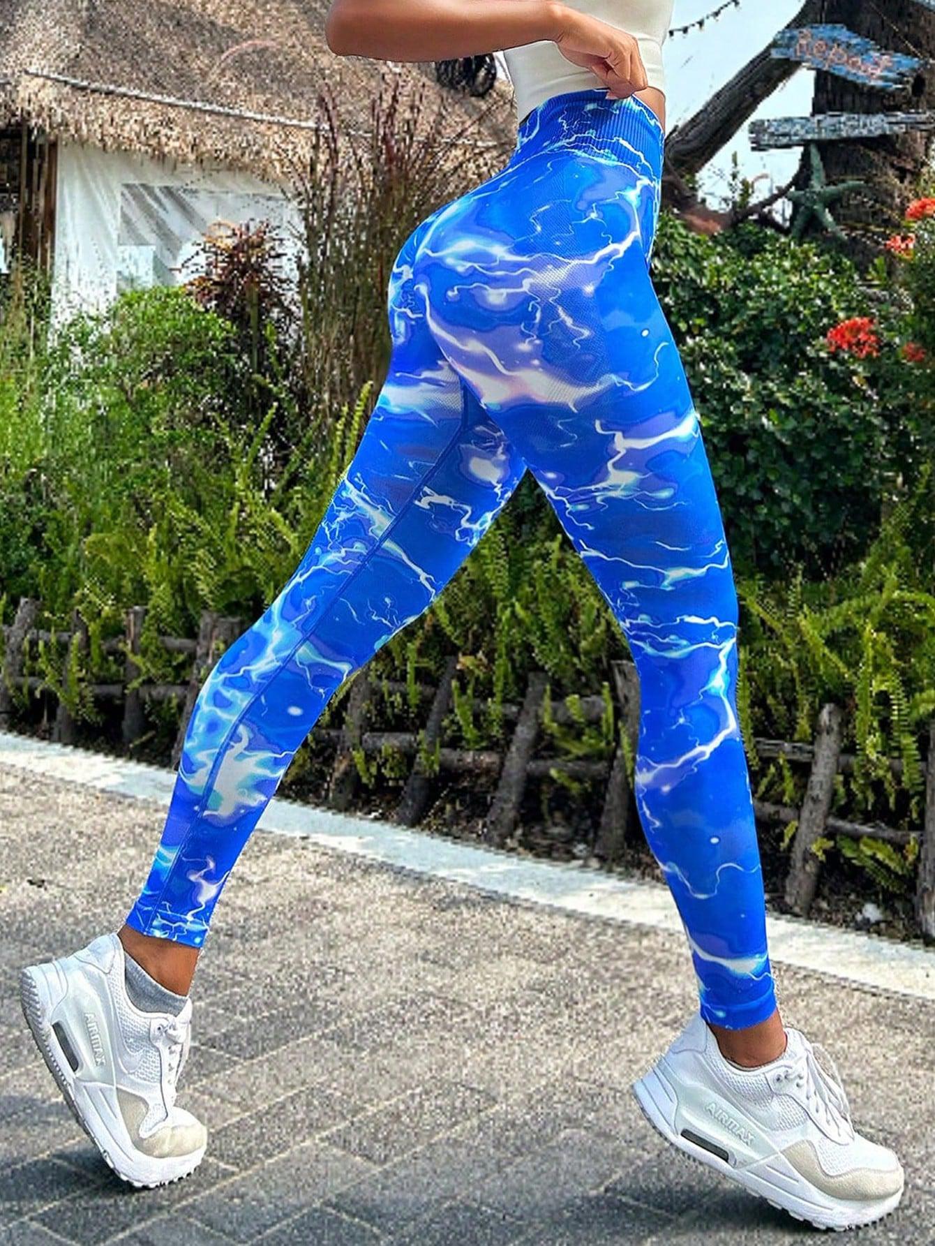 Tie-dye Slim Fit High Waistband Long Active Pants BLUE ZONE PLANET
