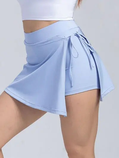 Tied High Waist Active Shorts BLUE ZONE PLANET