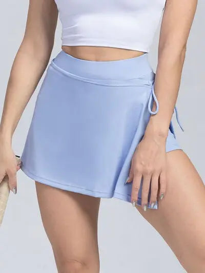 Tied High Waist Active Shorts BLUE ZONE PLANET