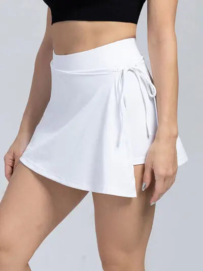 Tied High Waist Active Shorts BLUE ZONE PLANET