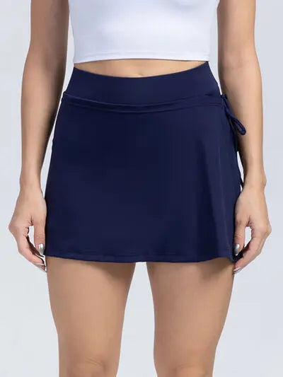 Tied High Waist Active Shorts BLUE ZONE PLANET