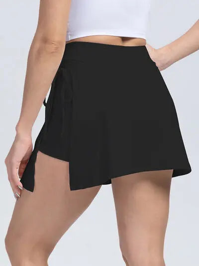 Tied High Waist Active Shorts BLUE ZONE PLANET