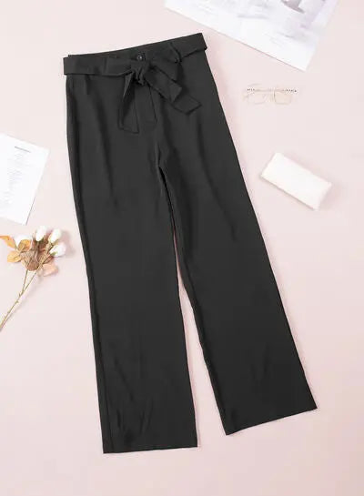 Tied High Waist Straight Pants Trendsi