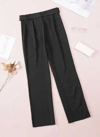 Tied High Waist Straight Pants Trendsi