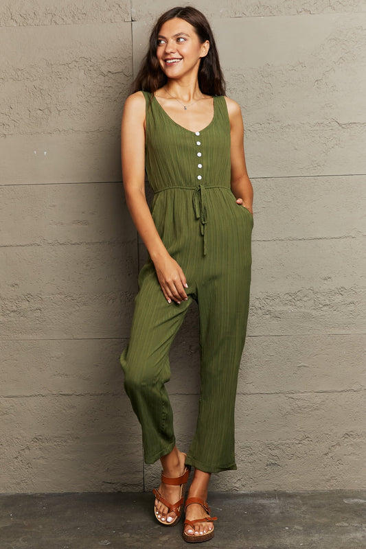 Tied Sleeveless Jumpsuit with Pockets BLUE ZONE PLANET