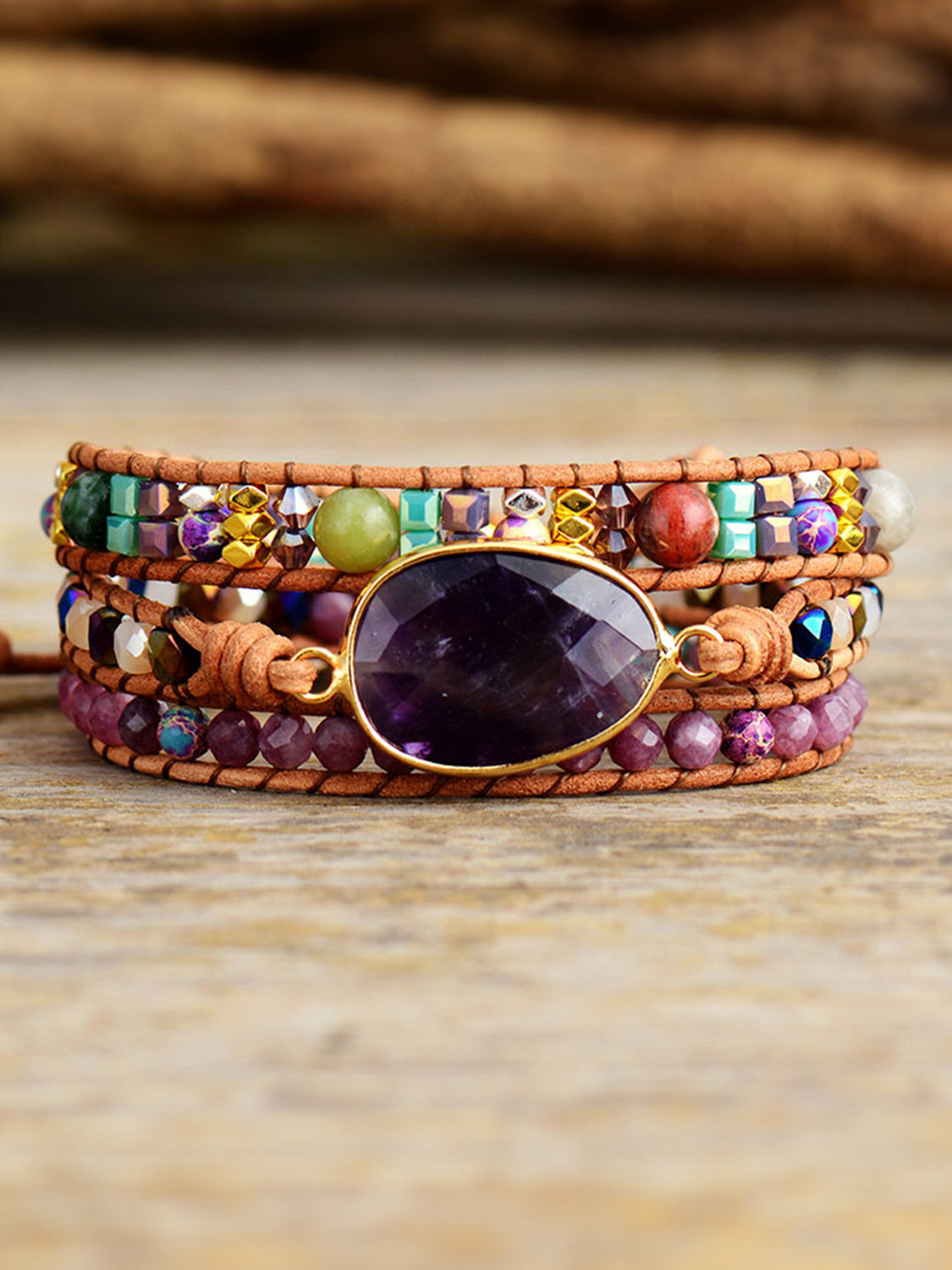 Triple-Layer Amethyst Bracelet BLUE ZONE PLANET