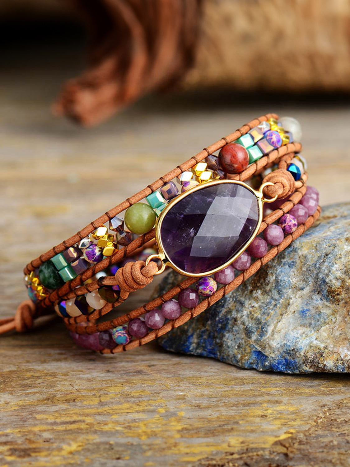 Triple-Layer Amethyst Bracelet BLUE ZONE PLANET