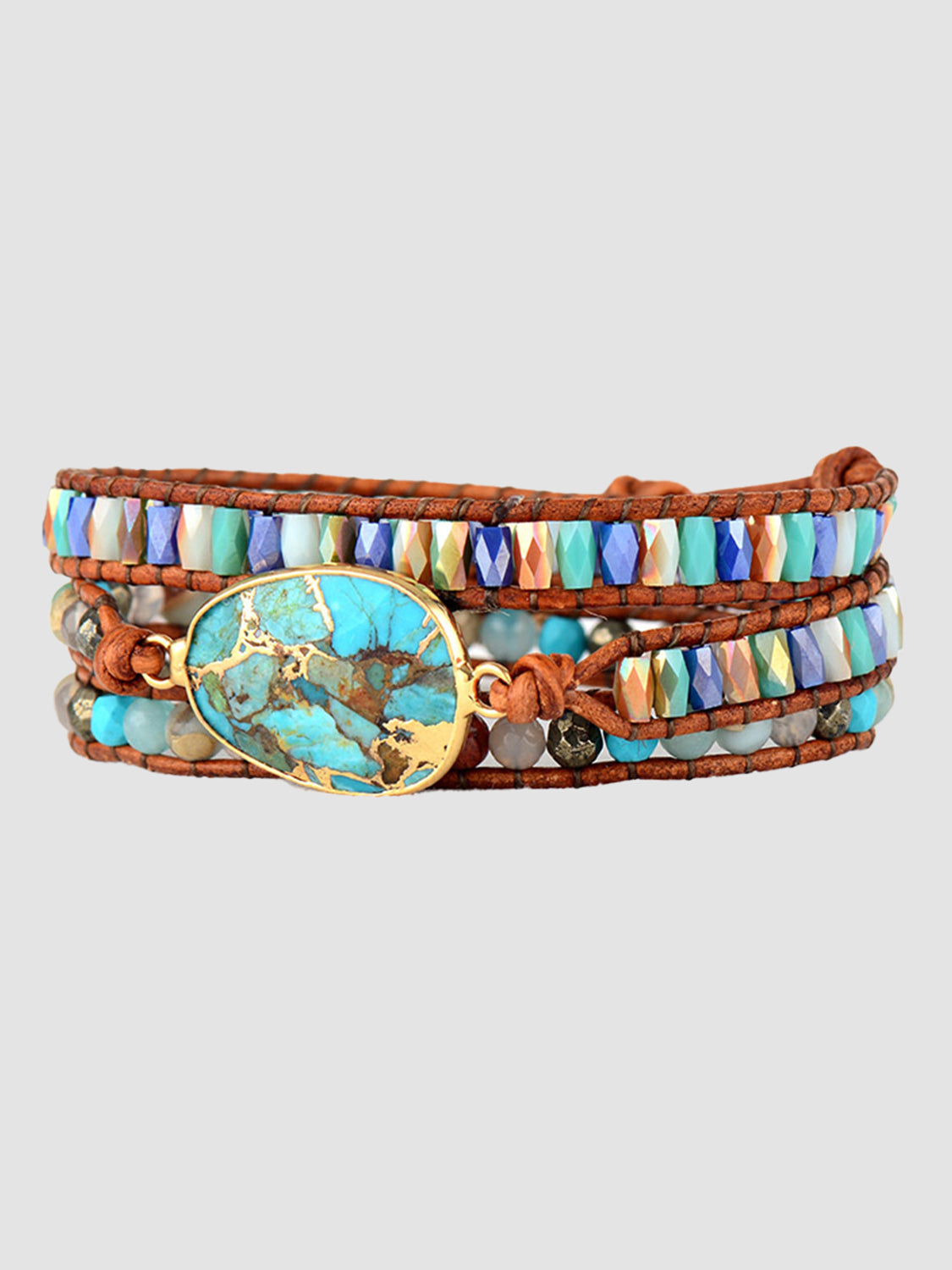 Triple-Layer Natural Stone Bracelet BLUE ZONE PLANET