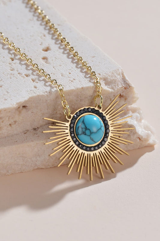 Turquoise 14K Gold Plated Pendant Necklace BLUE ZONE PLANET