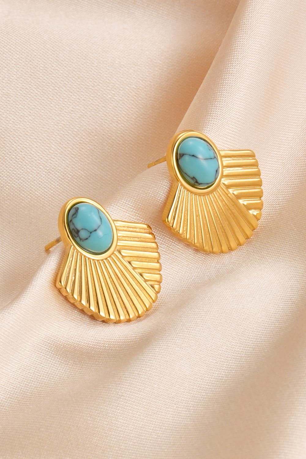Turquoise 18K Gold Plated Stud Earrings BLUE ZONE PLANET