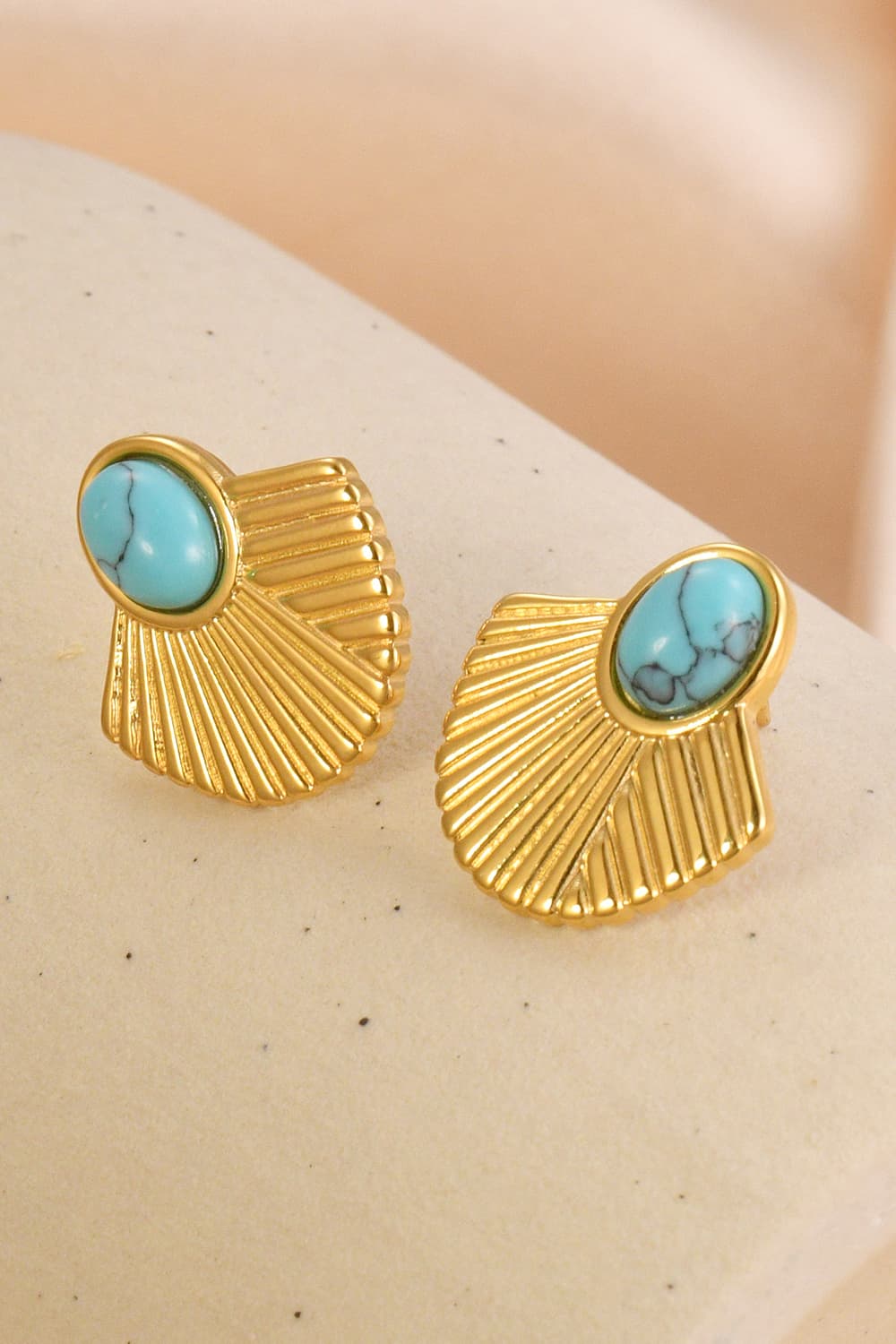 Turquoise 18K Gold Plated Stud Earrings BLUE ZONE PLANET