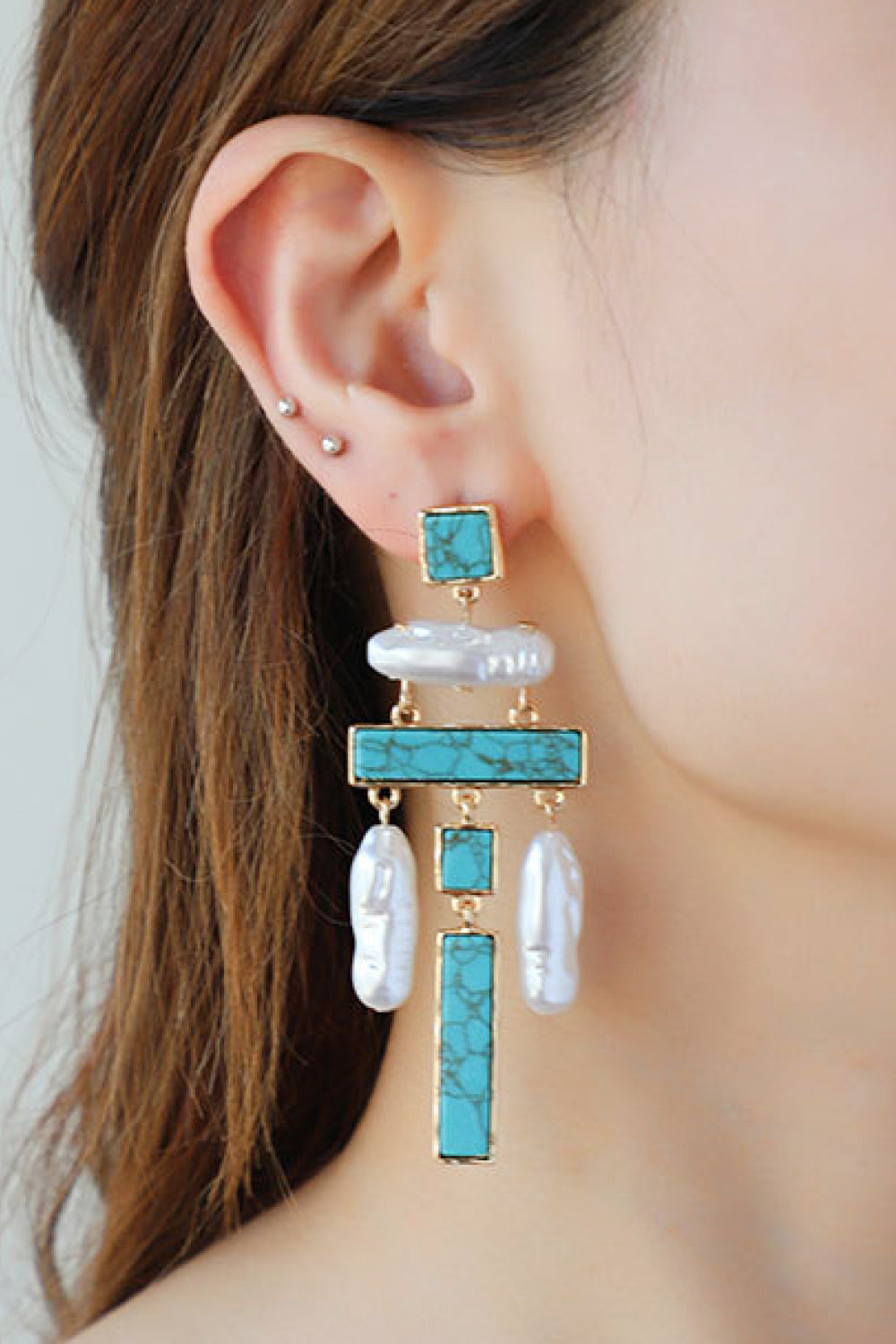 Turquoise Alloy Earrings BLUE ZONE PLANET