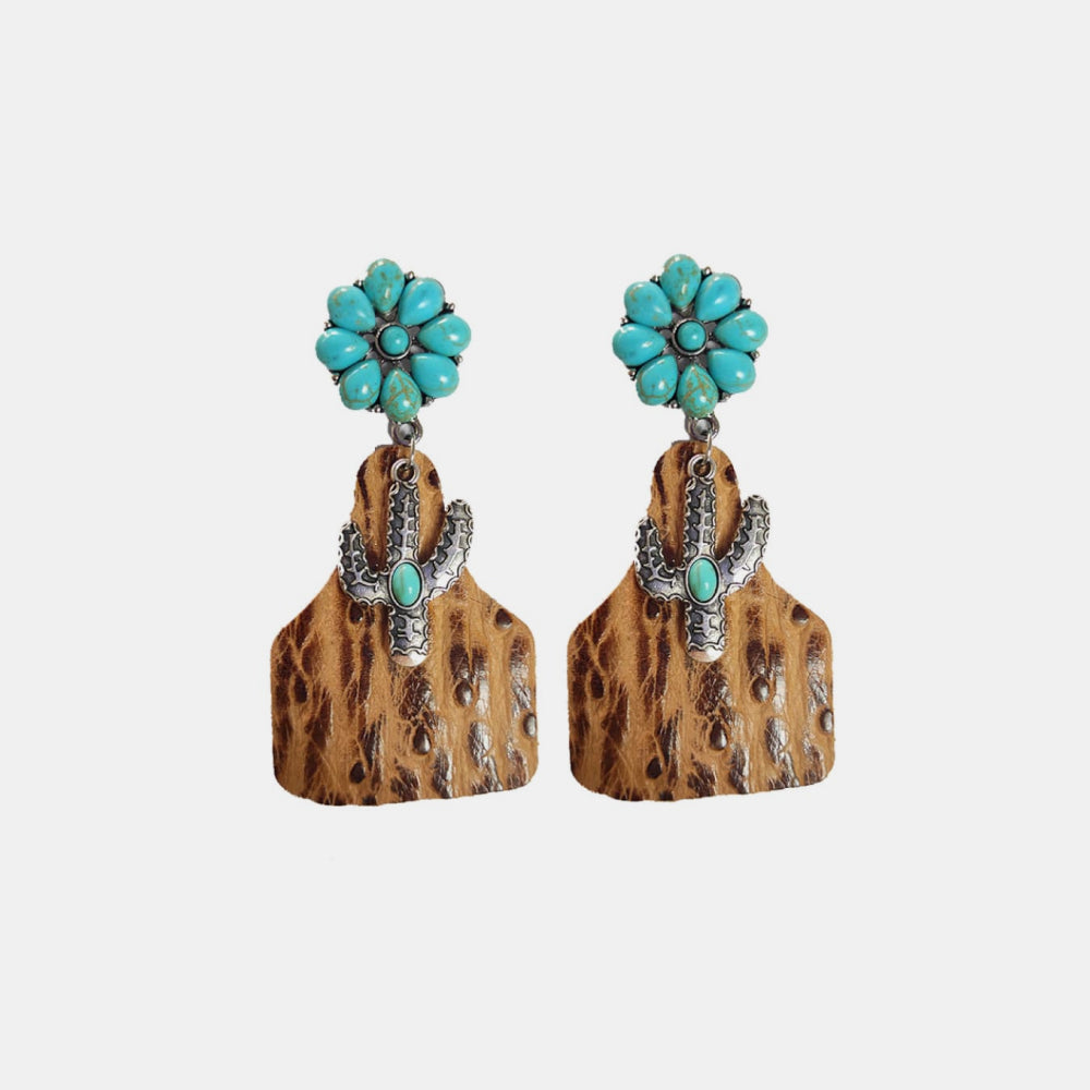 Turquoise Cactus Dangle Earrings BLUE ZONE PLANET