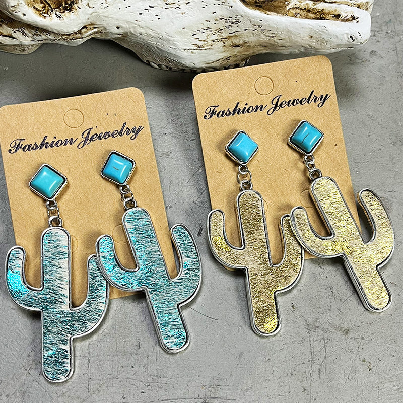 Turquoise Cactus Earrings BLUE ZONE PLANET