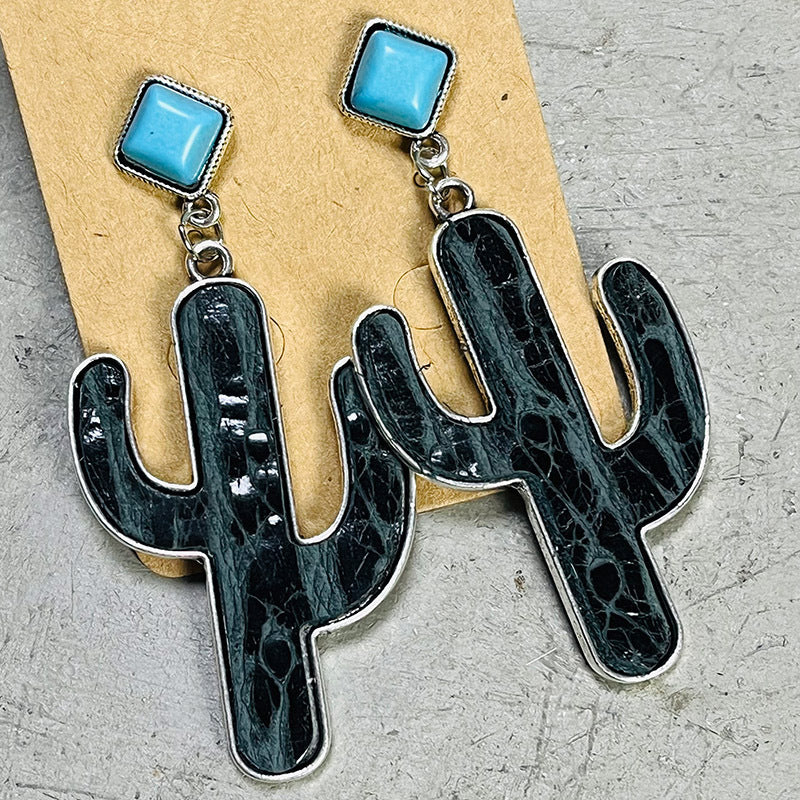 Turquoise Cactus Earrings BLUE ZONE PLANET