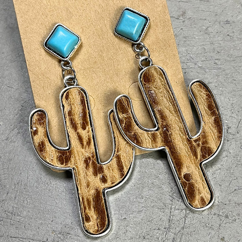 Turquoise Cactus Earrings BLUE ZONE PLANET