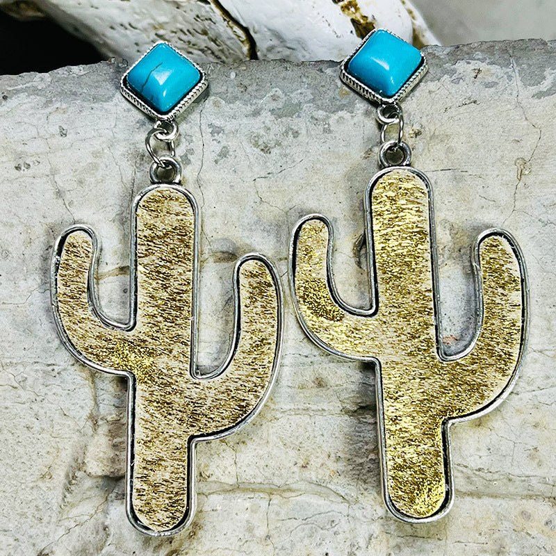 Turquoise Cactus Earrings BLUE ZONE PLANET