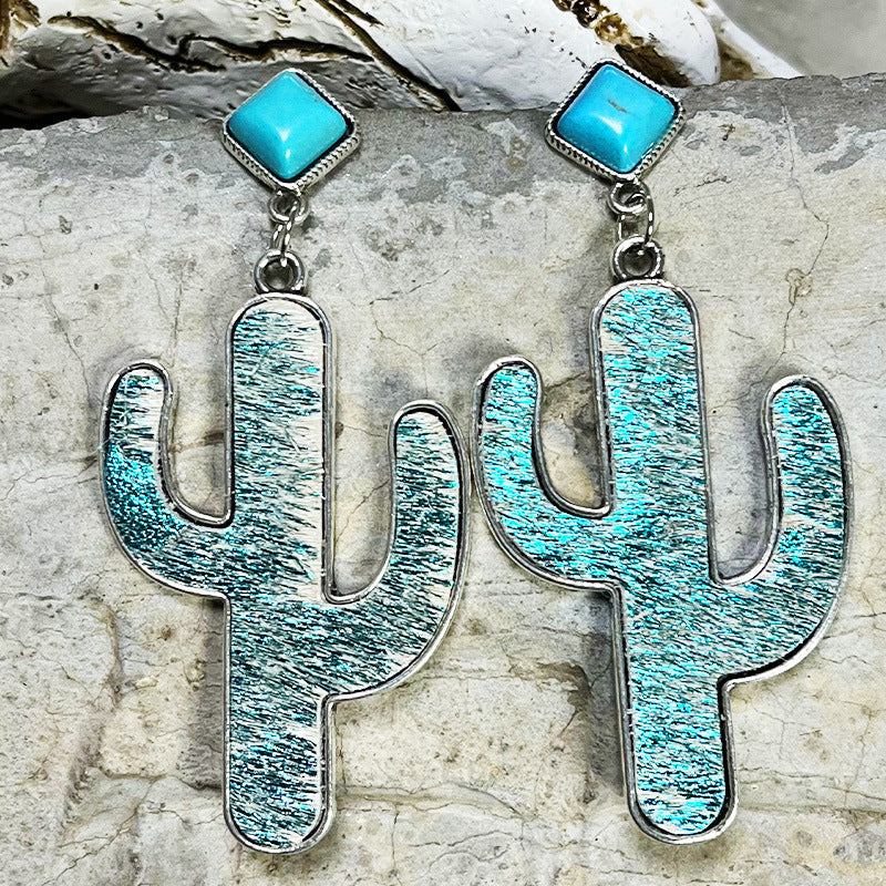 Turquoise Cactus Earrings BLUE ZONE PLANET