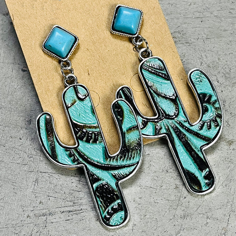 Turquoise Cactus Earrings BLUE ZONE PLANET