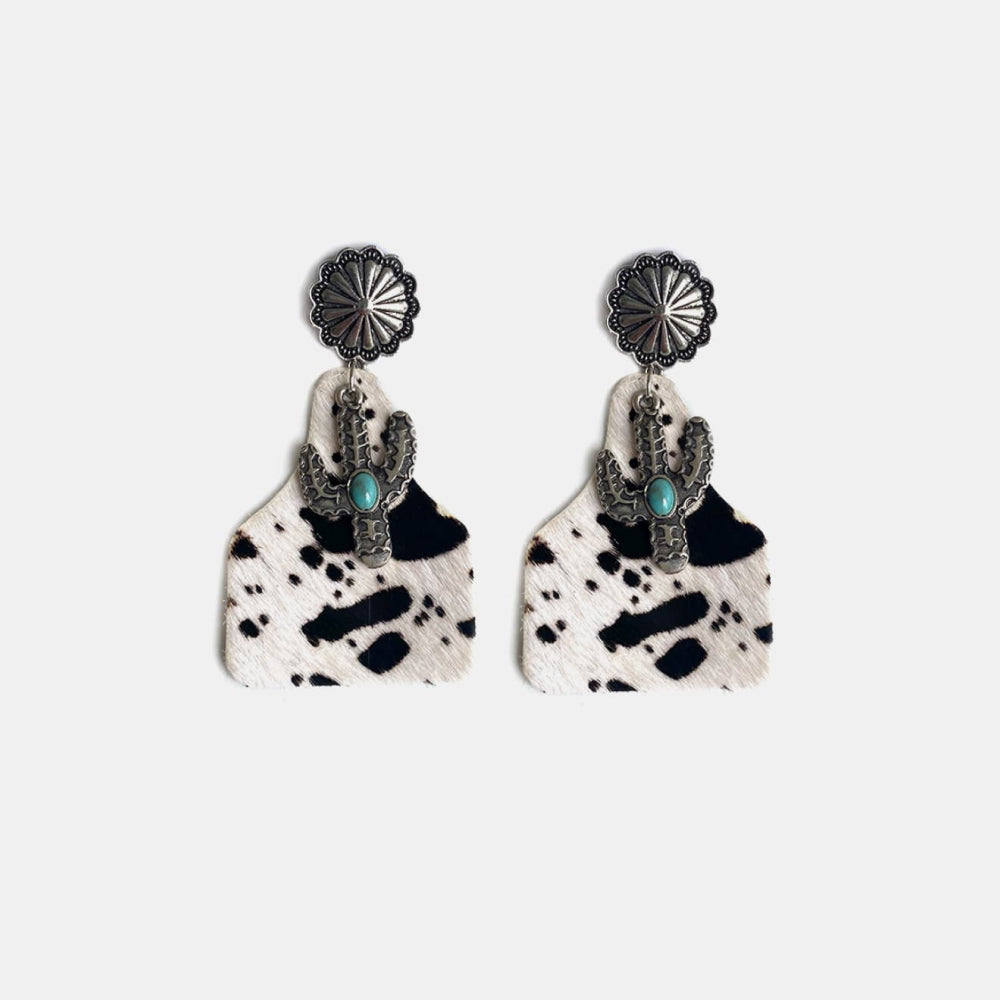 Turquoise Decor Cactus Alloy Earrings BLUE ZONE PLANET