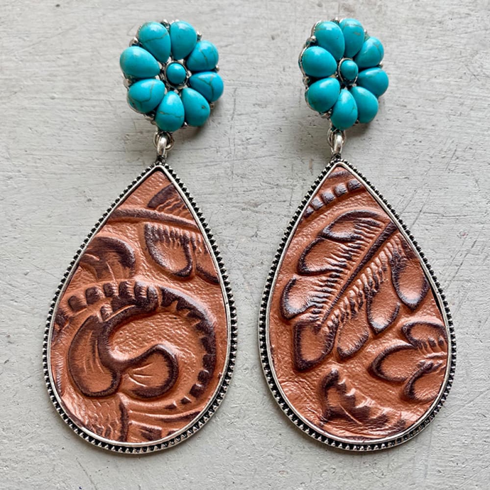 Turquoise Flower Teardrop Earrings BLUE ZONE PLANET