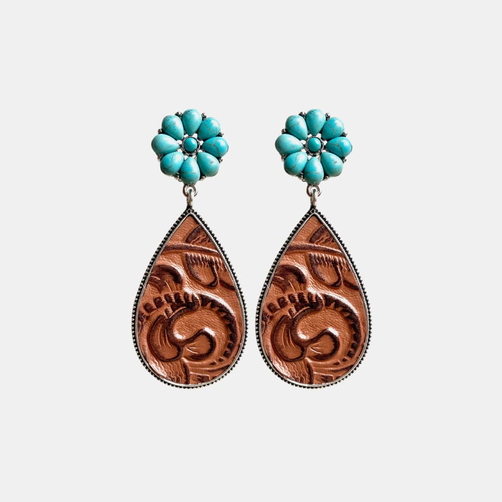 Turquoise Flower Teardrop Earrings BLUE ZONE PLANET