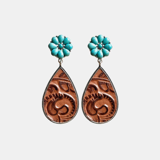 Turquoise Flower Teardrop Earrings BLUE ZONE PLANET