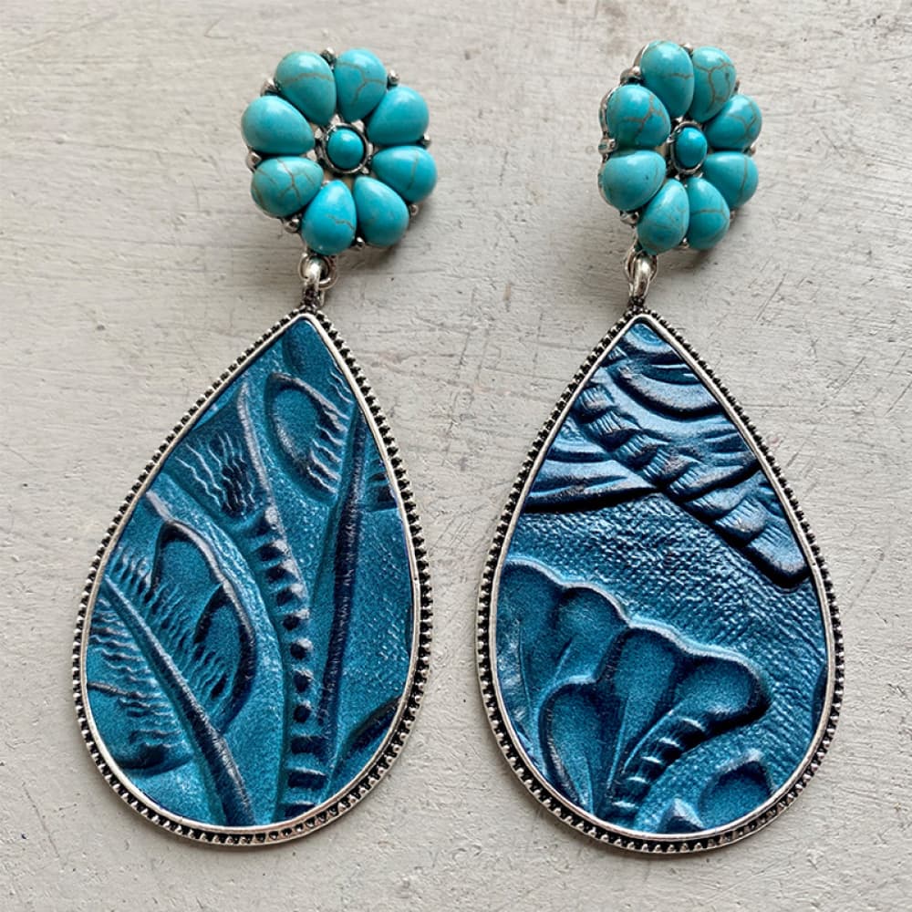 Turquoise Flower Teardrop Earrings BLUE ZONE PLANET