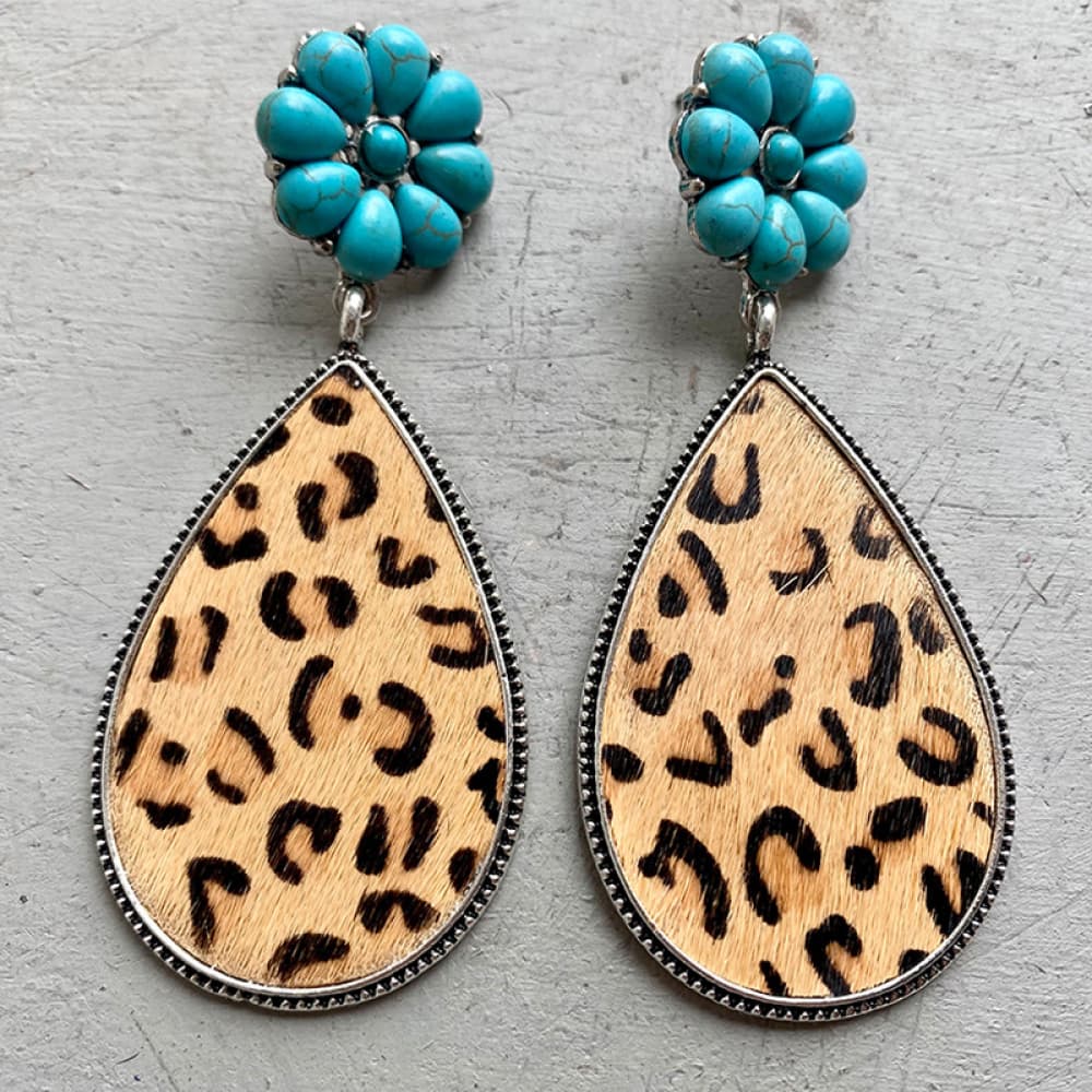 Turquoise Flower Teardrop Earrings BLUE ZONE PLANET