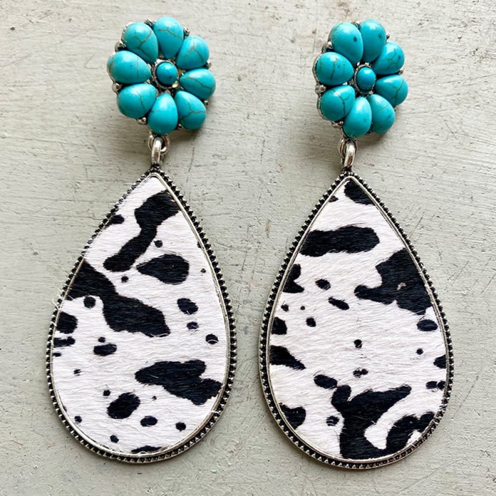 Turquoise Flower Teardrop Earrings BLUE ZONE PLANET