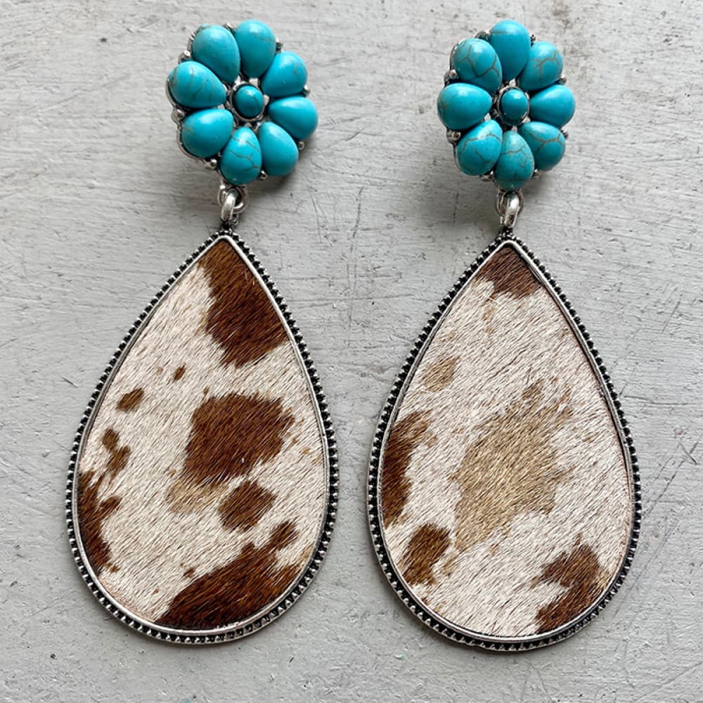 Turquoise Flower Teardrop Earrings BLUE ZONE PLANET