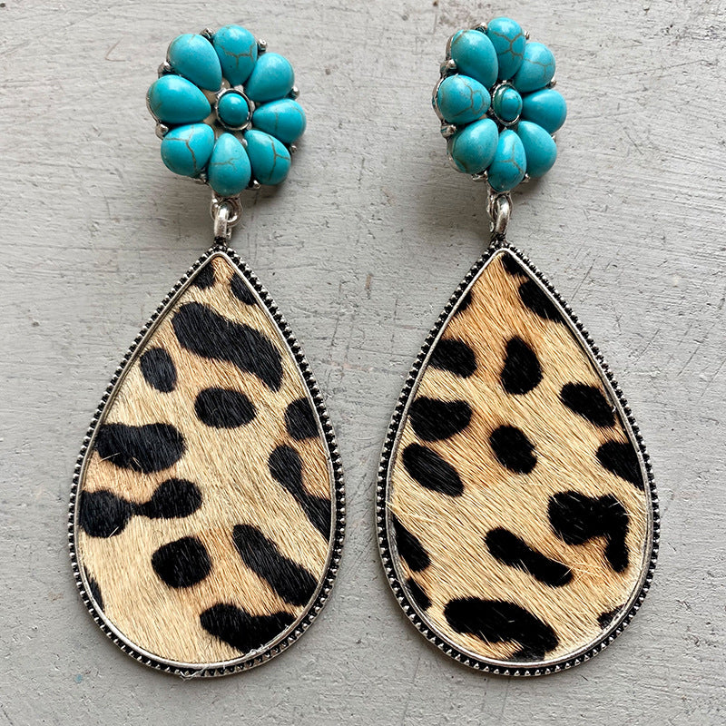 Turquoise Flower Teardrop Earrings BLUE ZONE PLANET