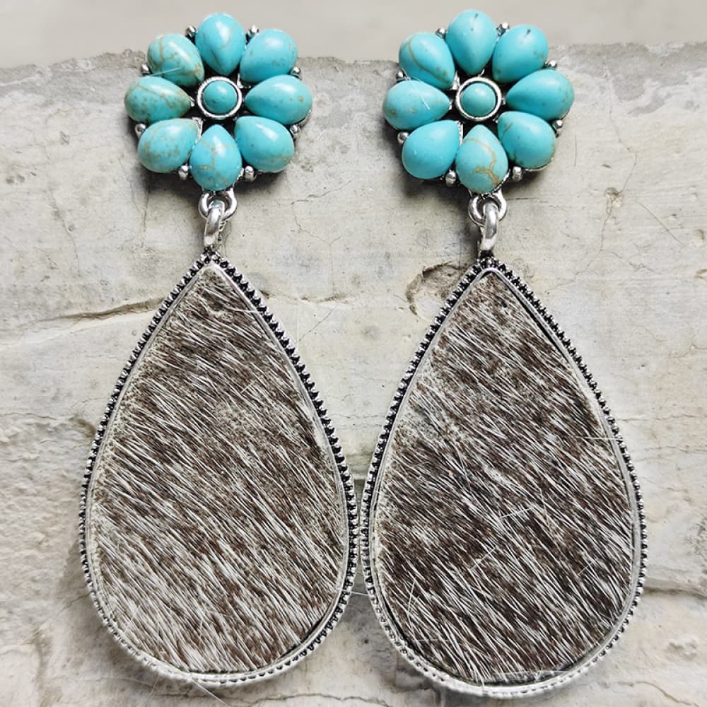 Turquoise Flower Teardrop Earrings BLUE ZONE PLANET