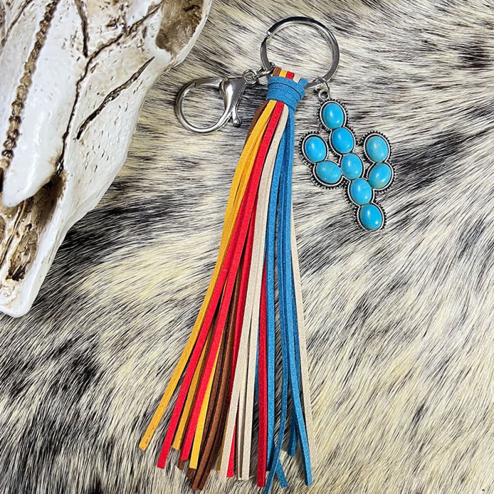 Turquoise Keychain with Tassel BLUE ZONE PLANET