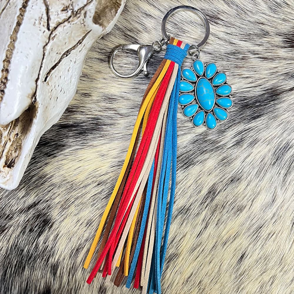 Turquoise Keychain with Tassel BLUE ZONE PLANET