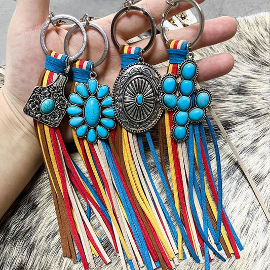 Turquoise Keychain with Tassel BLUE ZONE PLANET