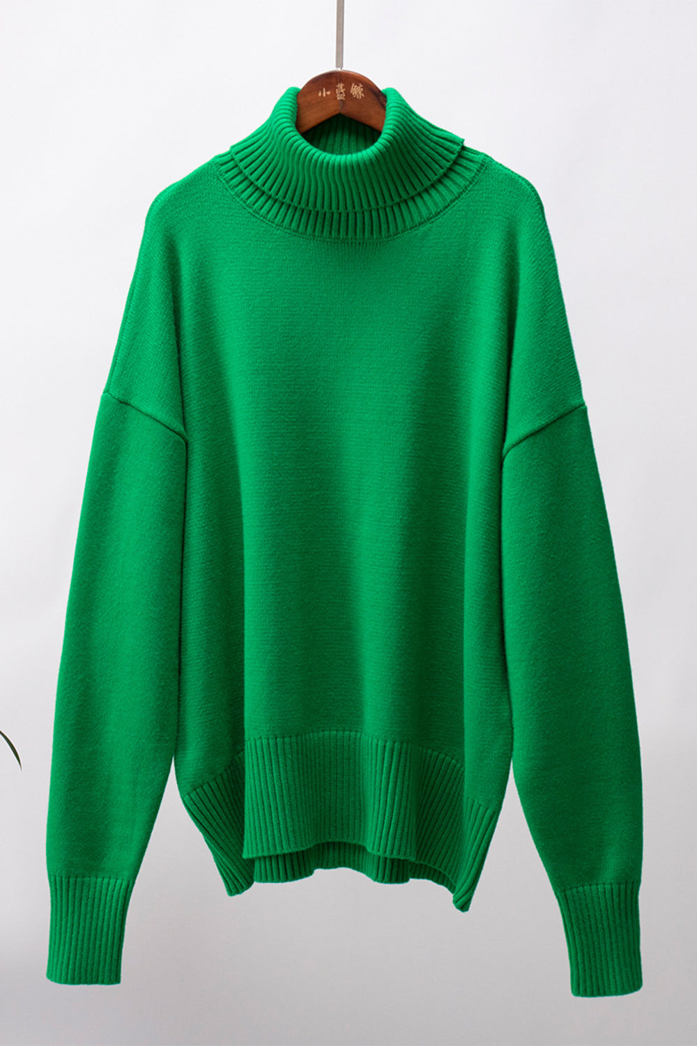 Turtle Neck Dropped Shoulder Sweater BLUE ZONE PLANET