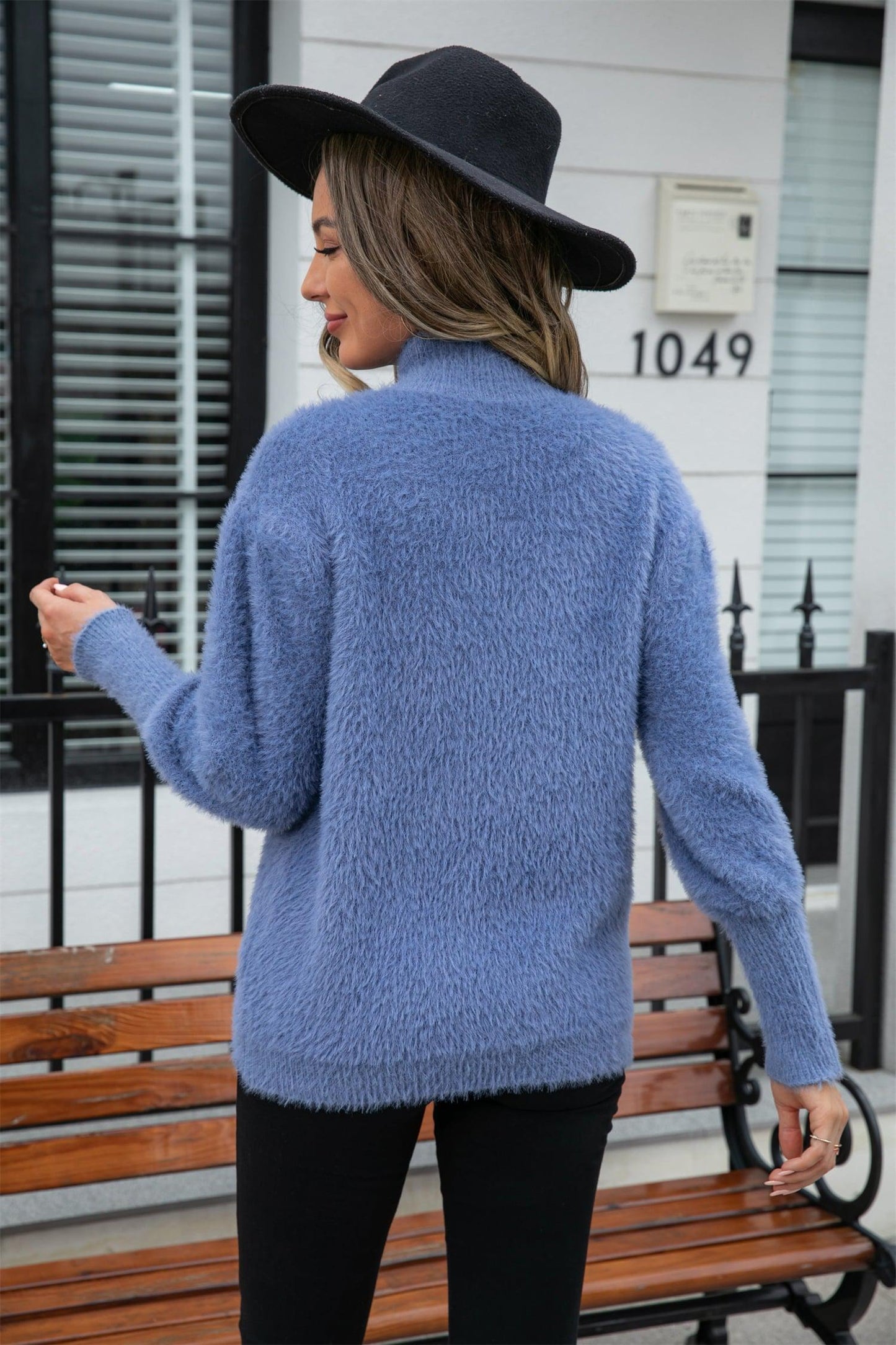 Turtle Neck Long Sleeve Pullover Sweater BLUE ZONE PLANET