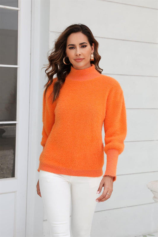 Turtle Neck Long Sleeve Pullover Sweater BLUE ZONE PLANET