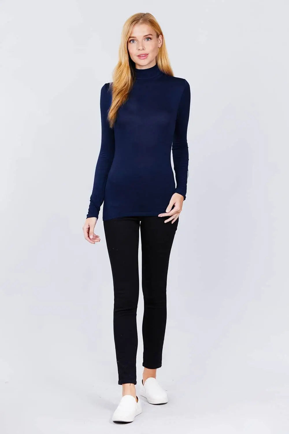 Turtle Neck Rayon Jersey Top Blue Zone Planet