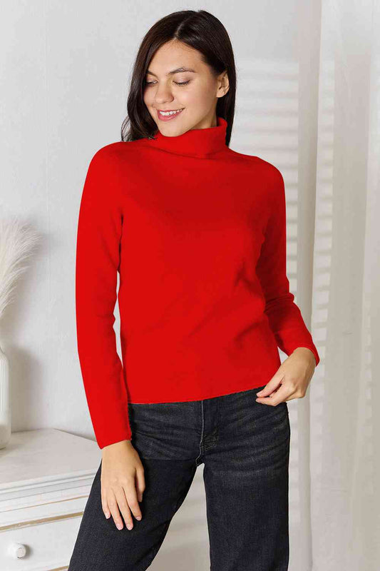 Turtleneck Long Sleeve Knit Top-TOPS / DRESSES-[Adult]-[Female]-Red-S-2022 Online Blue Zone Planet
