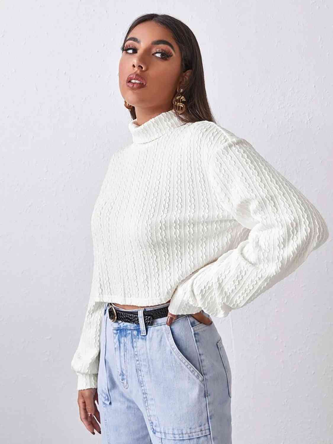 Turtleneck Long Sleeve Top BLUE ZONE PLANET