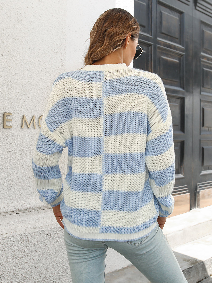Two-Tone Dropped Shoulder Sweater BLUE ZONE PLANET