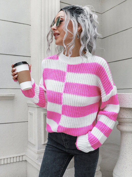 Two-Tone Dropped Shoulder Sweater BLUE ZONE PLANET
