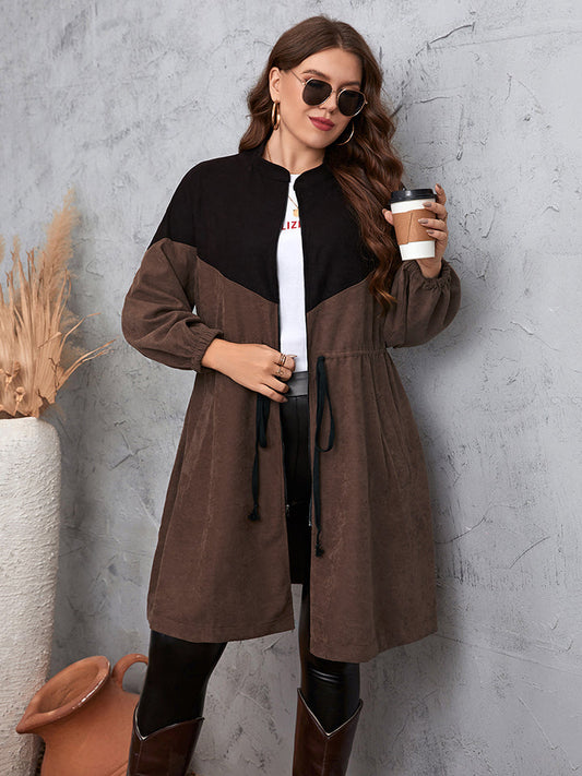 Two-Tone Dropped Shoulder Trench Coat BLUE ZONE PLANET